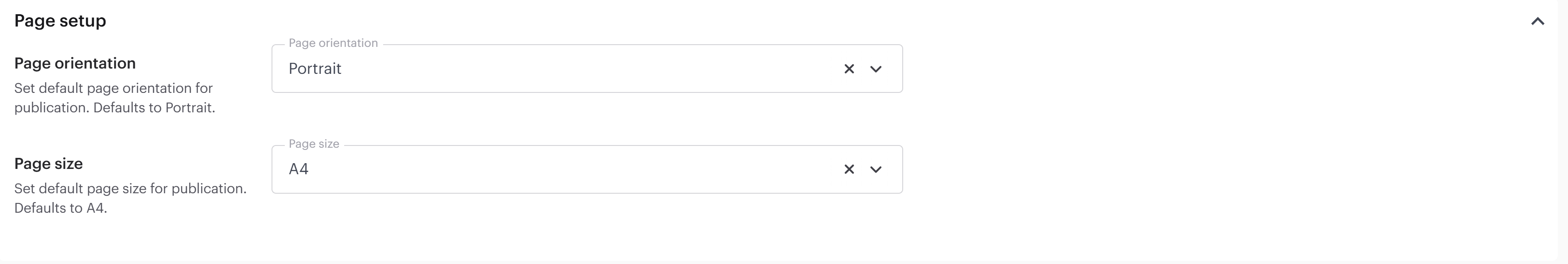 The template setup for the PDF