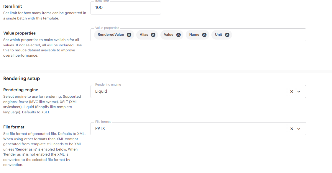 The rendering setup for the publication template