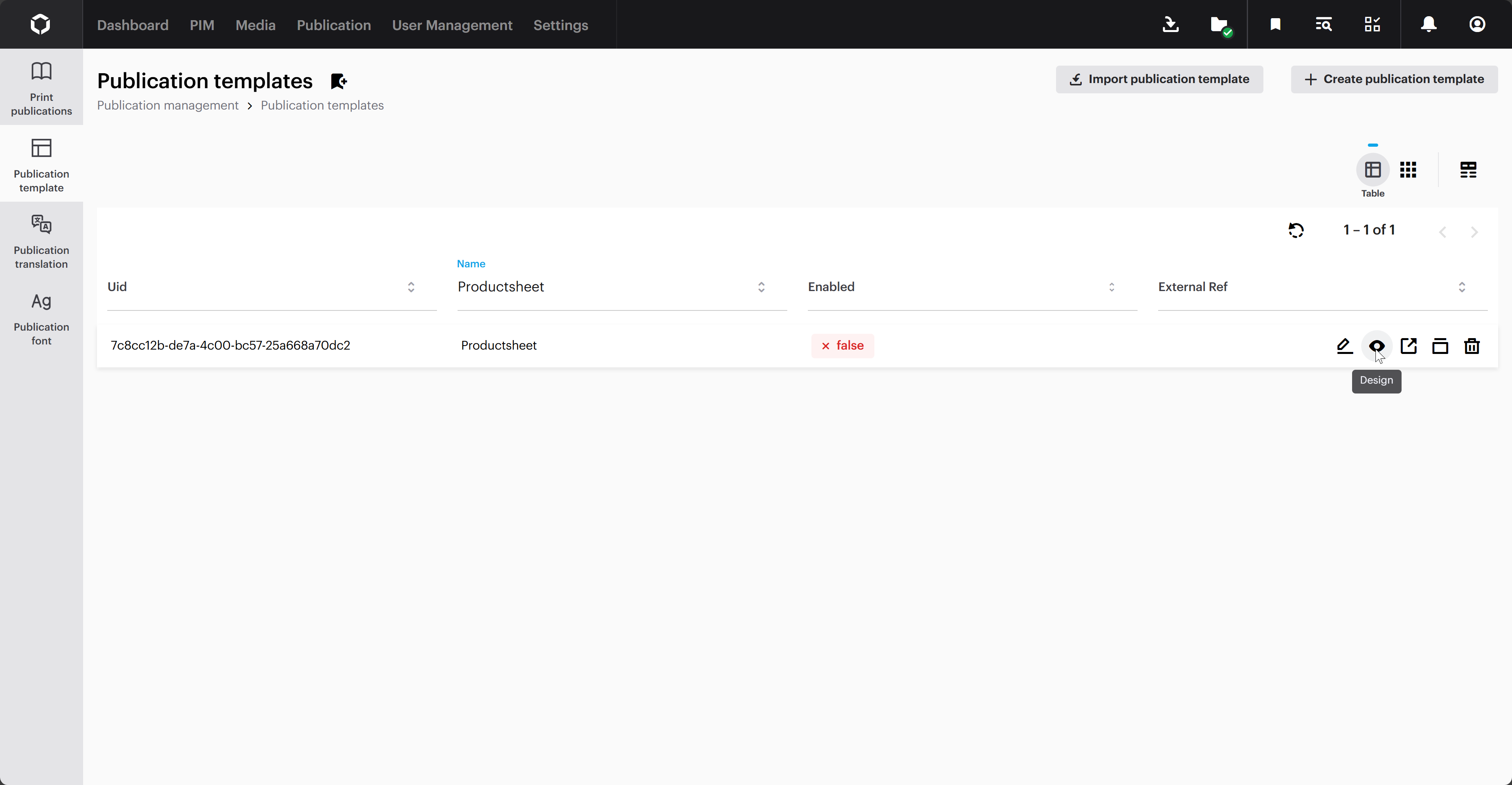 The icon that will open up the designer